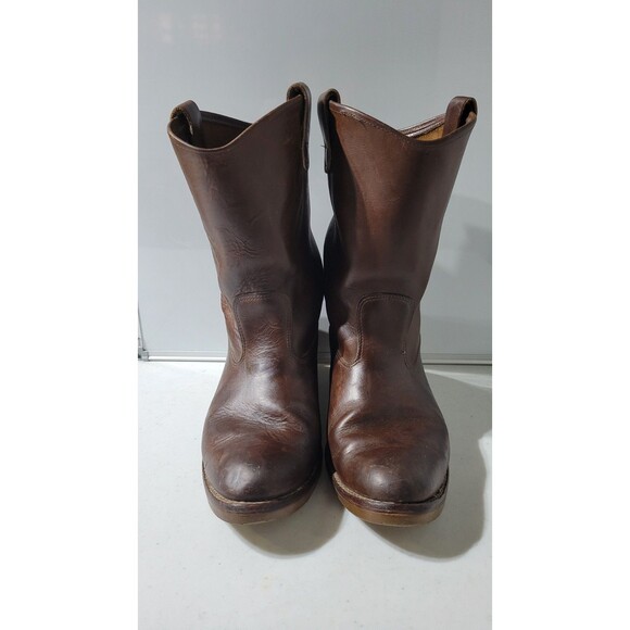H. H. Brown chocolate nubuck leather Western Cowboy Boot Men’s Size 10 3E main image 5